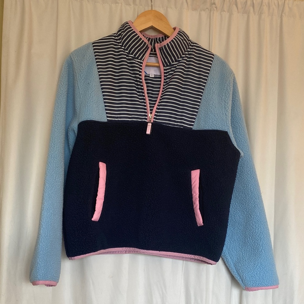 Addison Bay Cowl Neck Sweater - Blue and Pink